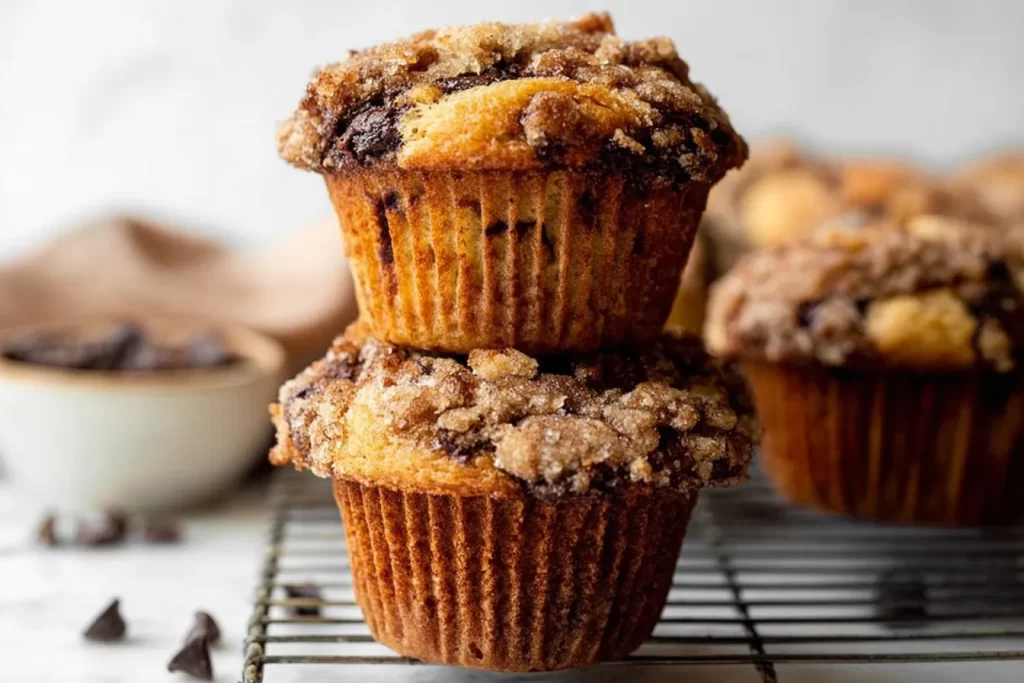 Delicious Banana Muffins with Chocolate Chip Streusel Topping