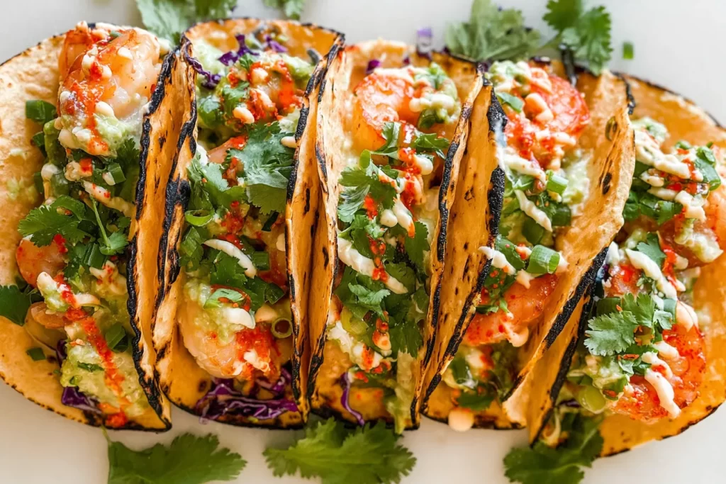 Delicious Bang Bang Shrimp Tacos on a Plate