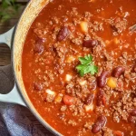 Beef Chili in a Bowl with Fresh Toppings