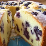 Blueberry Lemon Pound Cake Slice on a Plate