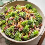 Broccoli Salad with Bacon and Gouda in a Serving Bowl