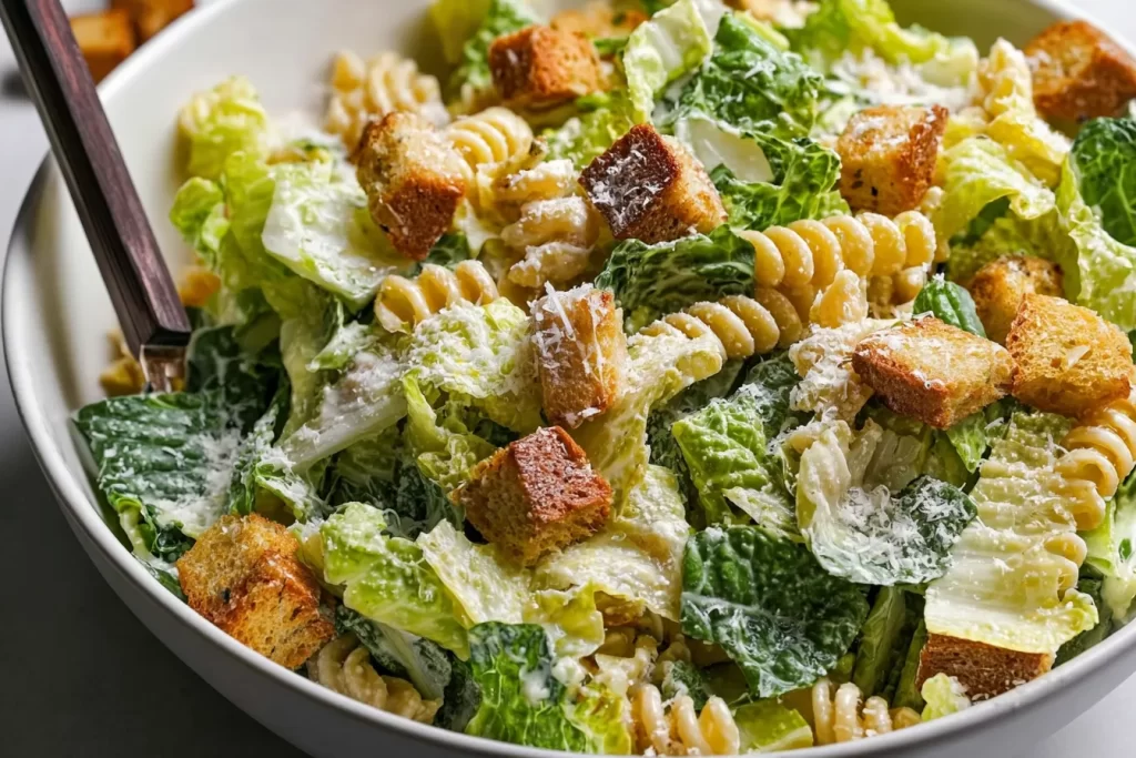 Caesar Pasta Salad with Romaine and Croutons Ready to Serve