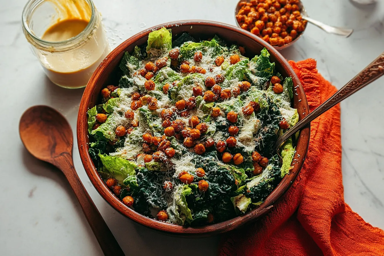 Caesar Salad with Crispy Chickpeas (Vegetarian)