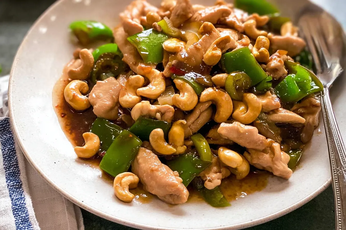 Delicious Cashew Chicken Stir Fry on a Plate