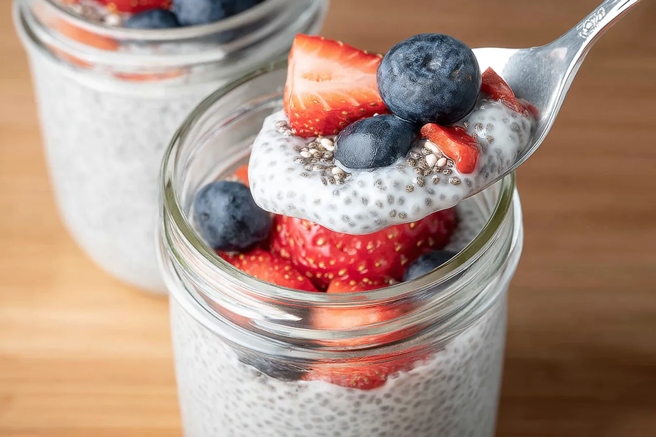 Creamy Chia Pudding in a Glass Bowl