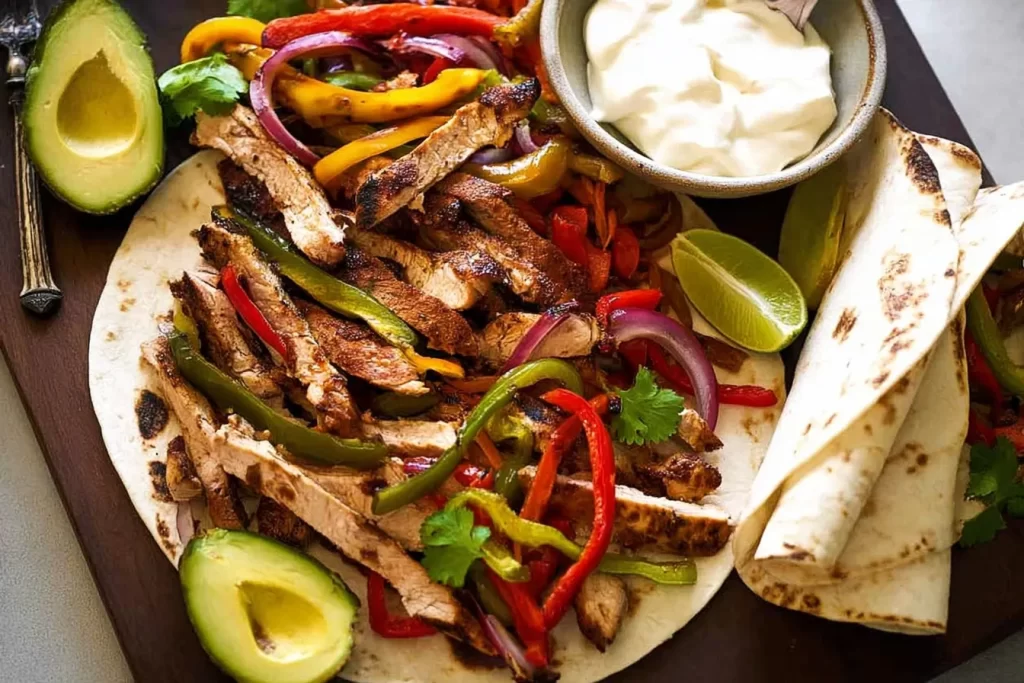 Delicious Chicken Fajitas Served with Fresh Veggies