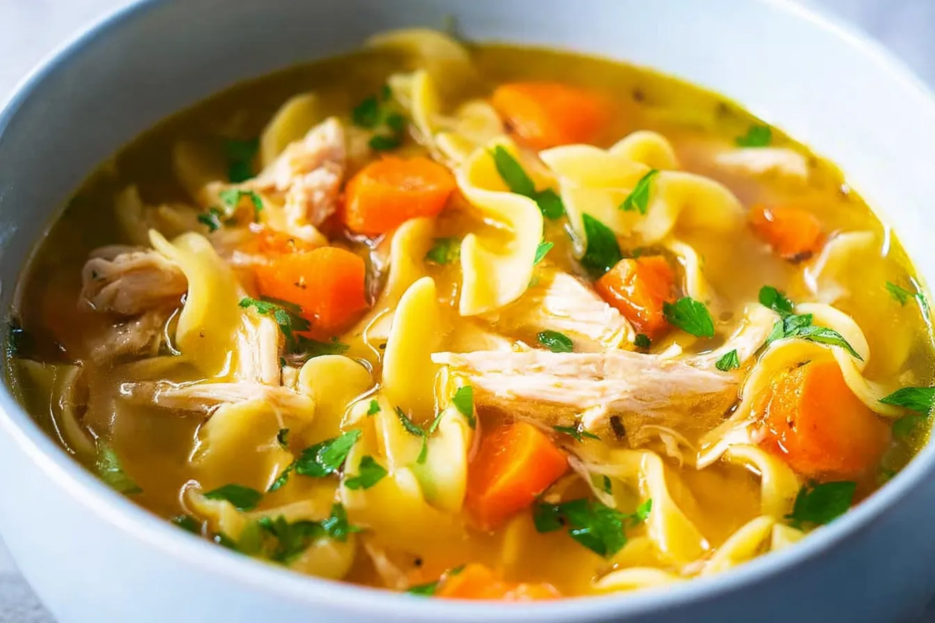 Delicious Homemade Chicken Noodle Soup Bowl