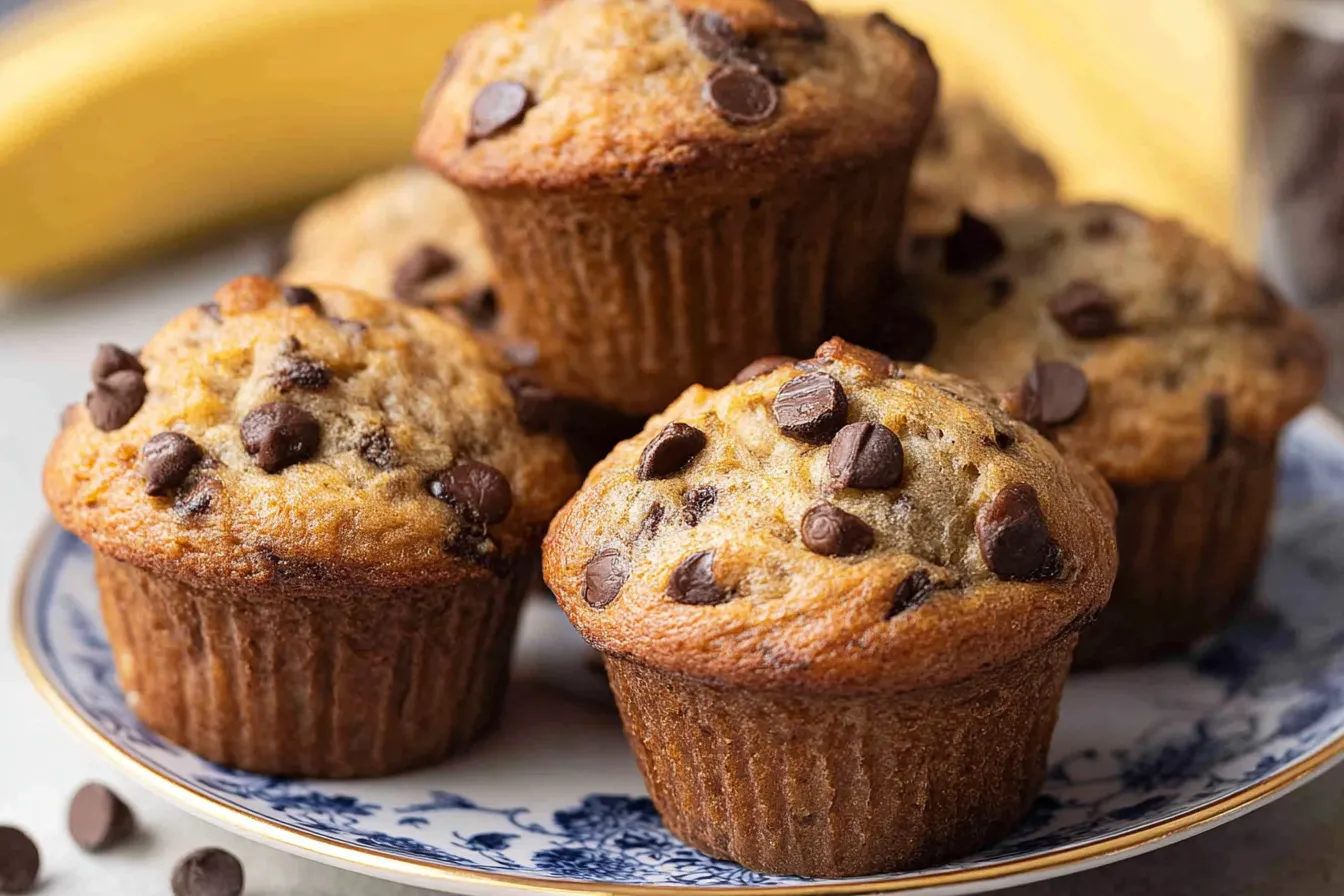 Delicious Chocolate Chip Banana Muffins Fresh from the Oven