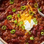 Classic Beef Chili Bowl Garnished with Fresh Cilantro