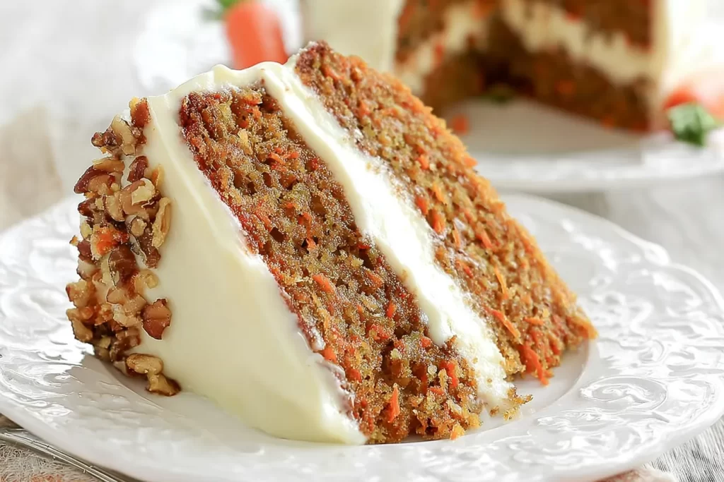 Classic Carrot Cake with Cream Cheese Frosting Slice