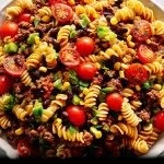 Cold Taco Pasta Salad Served in a Bowl