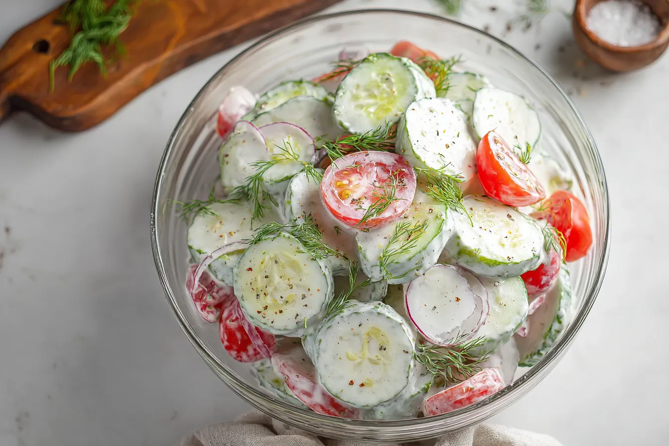 Creamy Cucumber Tomato Salad