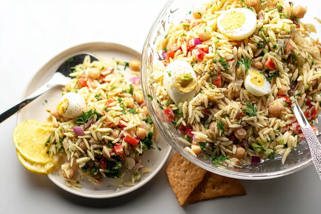 Delicious Creamy Lemon Orzo Salad in a Bright Bowl