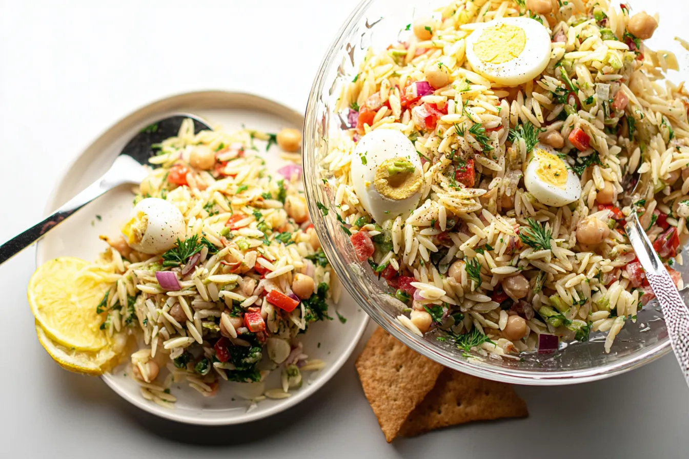 Delicious Creamy Lemon Orzo Salad in a Bright Bowl