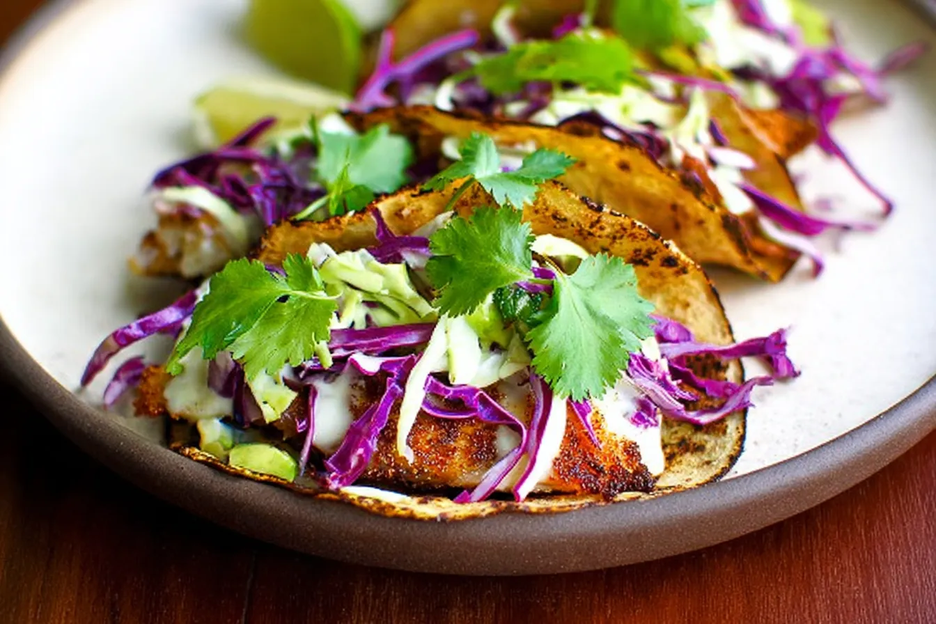Crispy Fish Tacos with Cabbage Slaw
