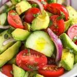 Cucumber Avocado Tomato Salad Bowl Fresh Ingredients