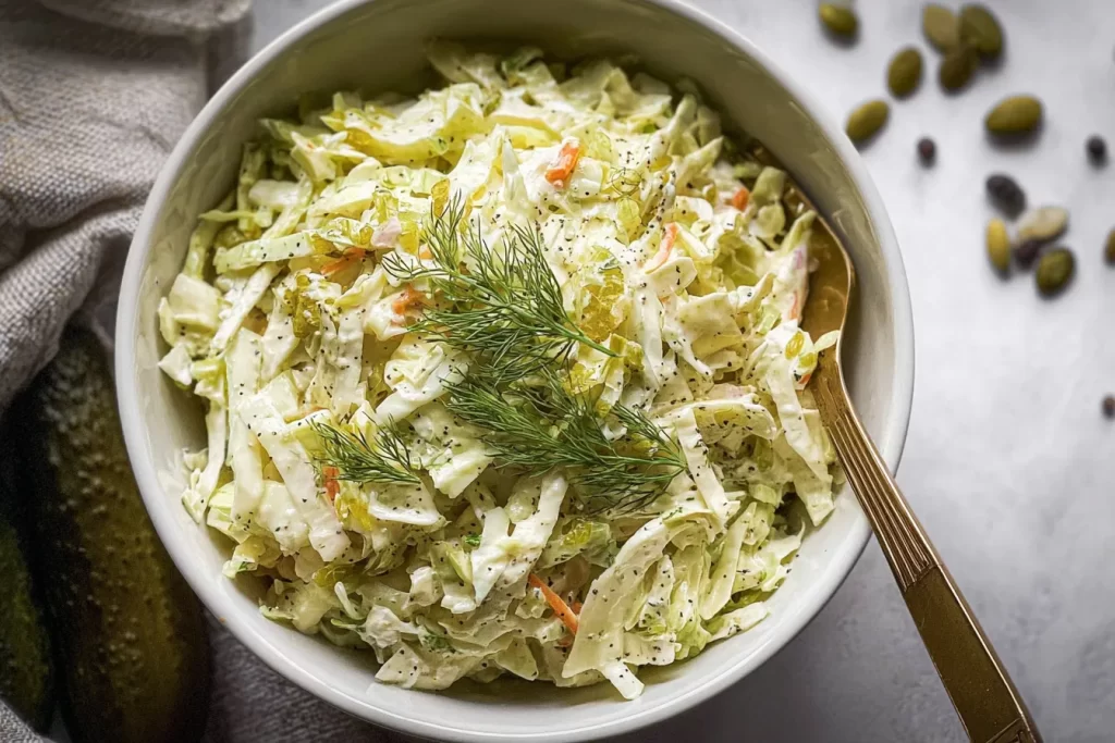 Dill Pickle Coleslaw in a Bowl – Fresh and Tangy
