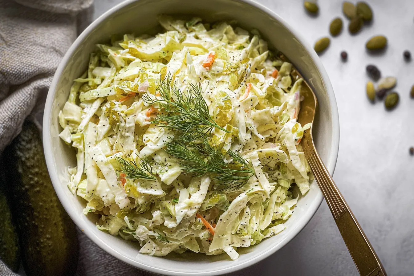 Dill Pickle Coleslaw in a Bowl – Fresh and Tangy