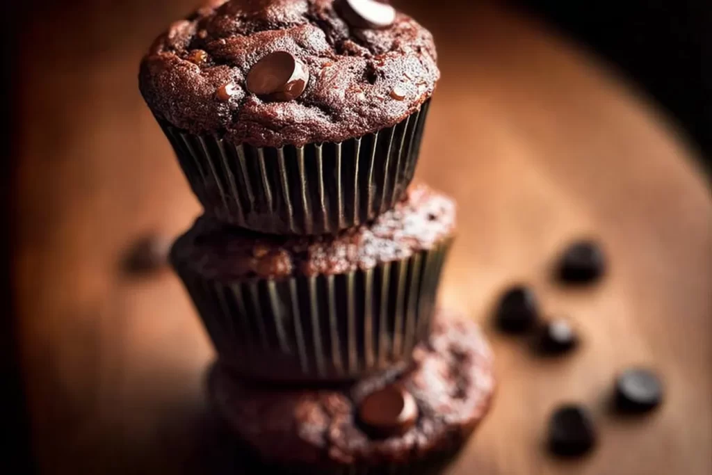 Delicious Double Chocolate Banana Muffins Ready to Serve