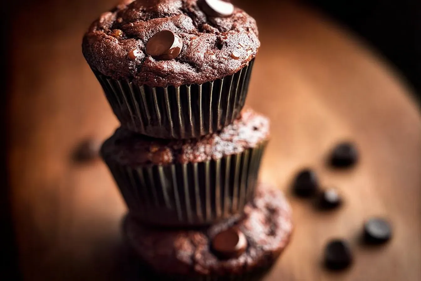 Delicious Double Chocolate Banana Muffins Ready to Serve