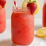Delicious Frozen Strawberry Lemonade in a Glass