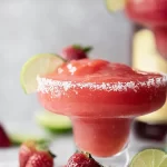 Frozen Strawberry Margarita Slushie in a Glass