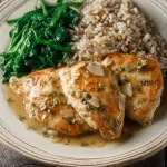 Garlic Butter Roast Chicken with White Wine Pan Sauce Served