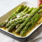 Grilled Asparagus with Lemon Butter on a Platter