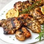 Grilled Lemon Herb Chicken Thighs Ready to Serve