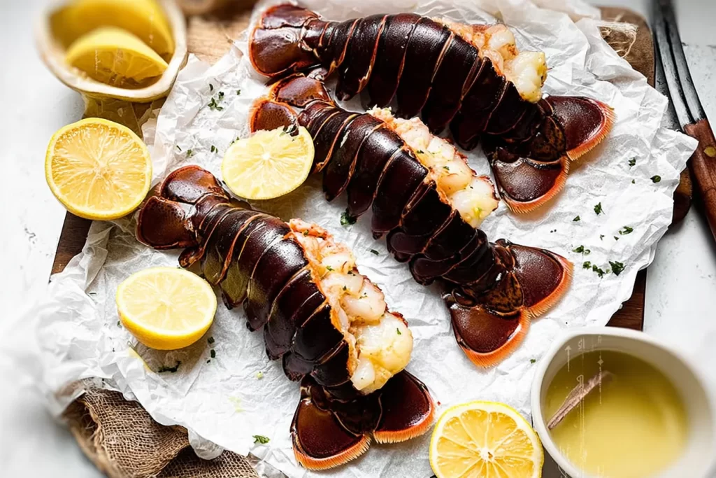 Grilled Lobster Tails with Garlic Butter Plated