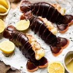 Grilled Lobster Tails with Garlic Butter Plated