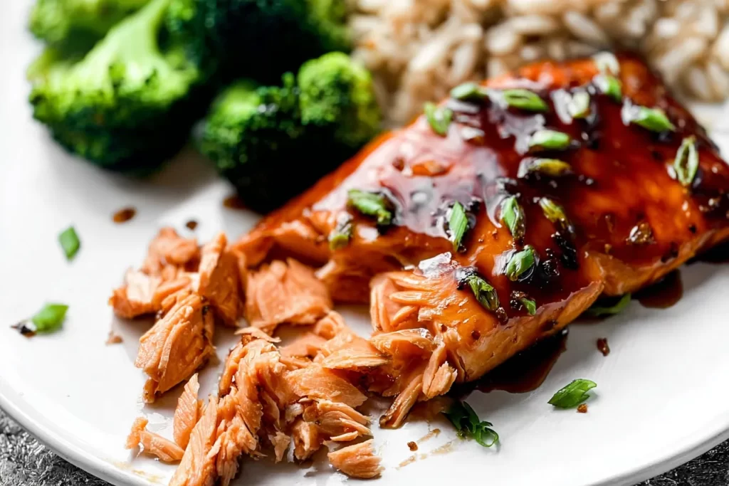 Grilled Salmon with Honey Garlic Glaze on a Plate