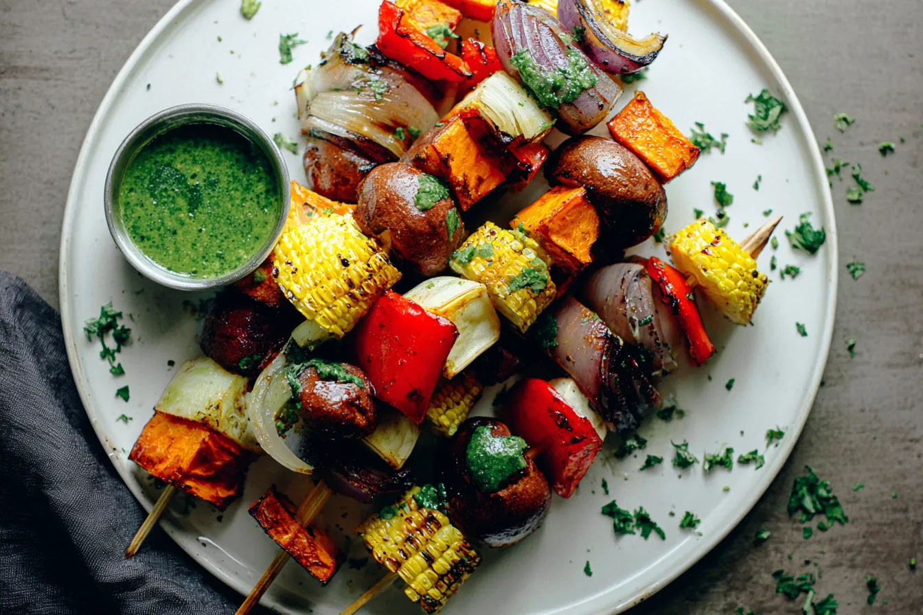 Grilled Veggie Skewers with Chimichurri on the Grill