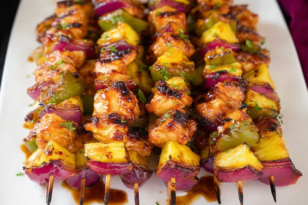 Delicious Hawaiian Chicken Skewers on the Grill