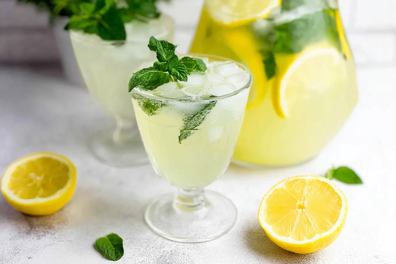 Delicious Homemade Lemonade with Fresh Mint in a Glass