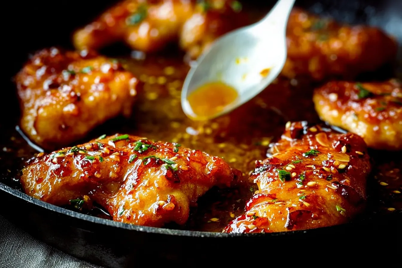 Honey Garlic Chicken Thighs Freshly Cooked on a Plate