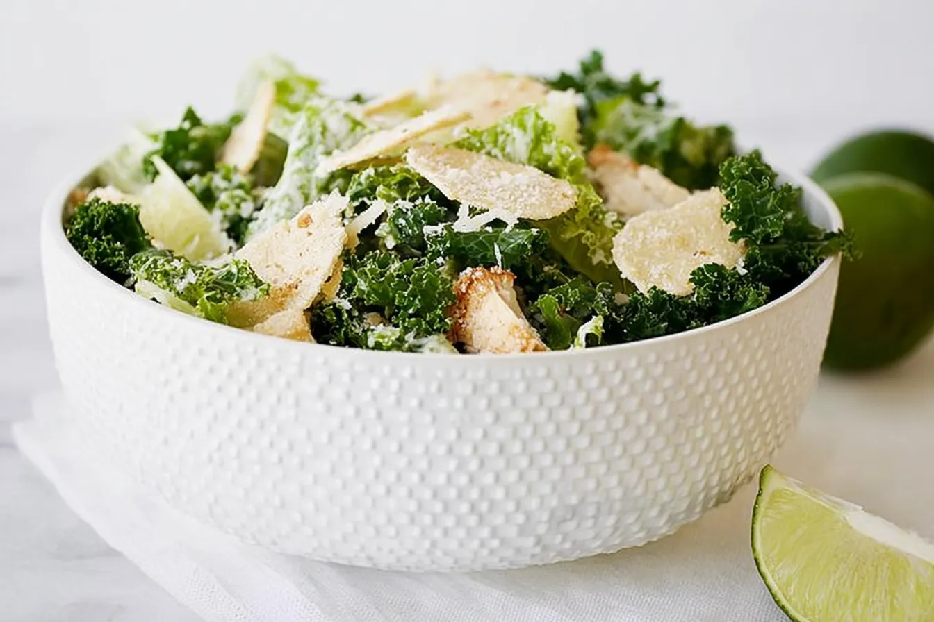 Kale Caesar Salad with Crunchy Parmesan Crisps