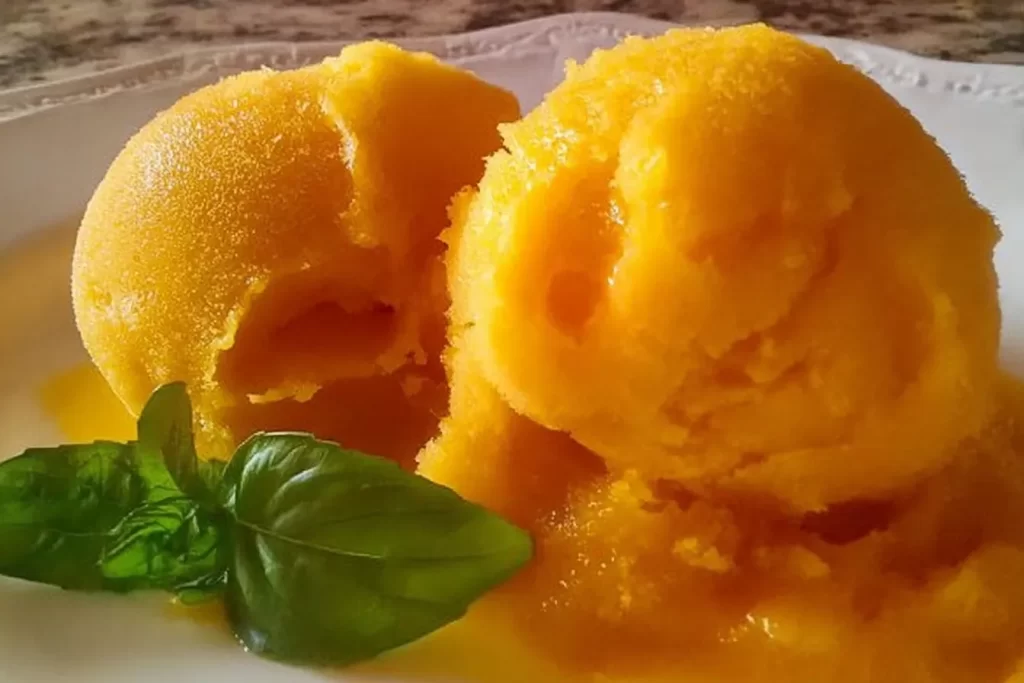Refreshing Mango Sorbet Served in a Bowl