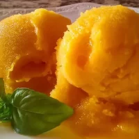 Refreshing Mango Sorbet Served in a Bowl