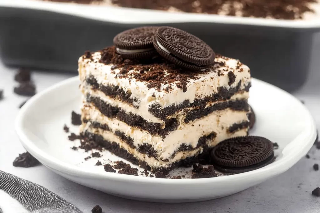 No-Bake Oreo Icebox Cake Slices Ready to Serve