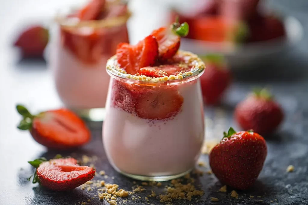 Delicious No-Bake Strawberry Cheesecake Jars Ready to Serve