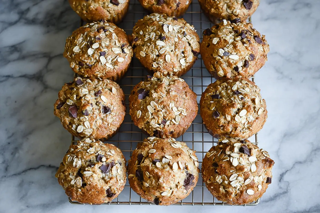 Healthy Oat Chocolate Chip Banana Muffins Freshly Baked