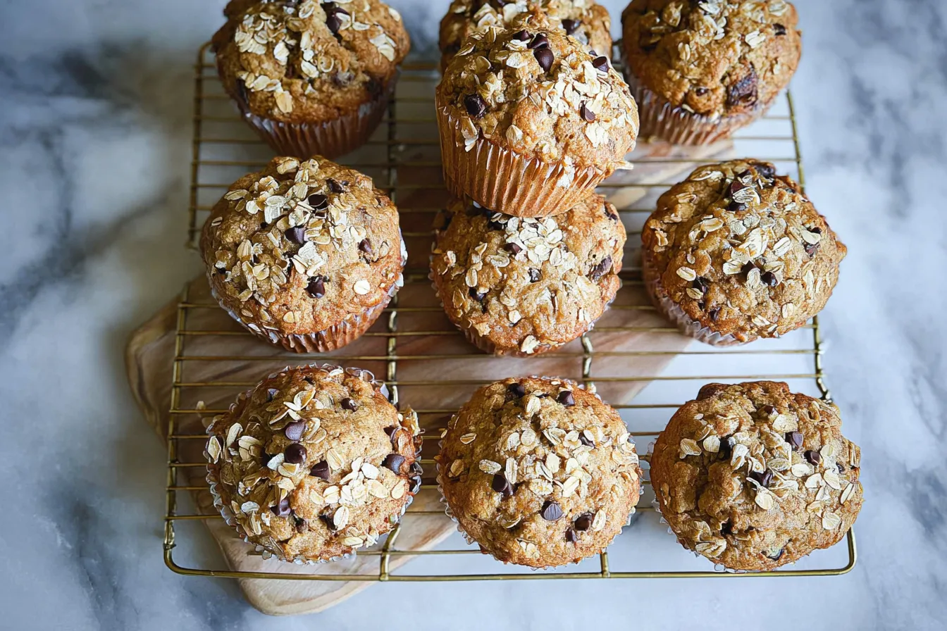Oat Chocolate Chip Banana Muffins (Healthy Version)