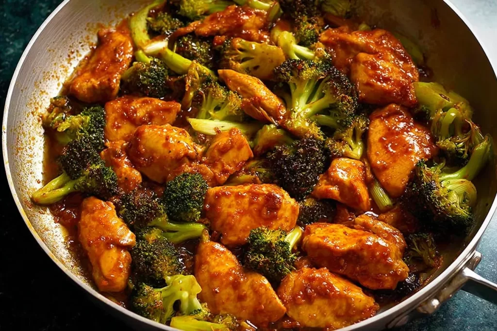One-Pan Harissa Chicken and Broccoli Fresh Dish Presentation