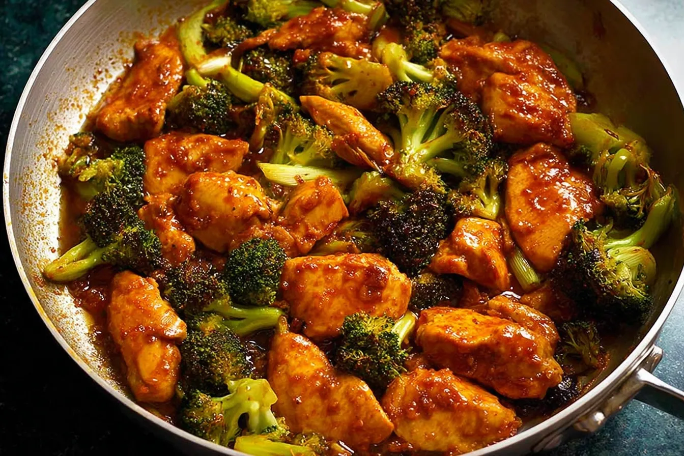 One-Pan Harissa Chicken and Broccoli Fresh Dish Presentation