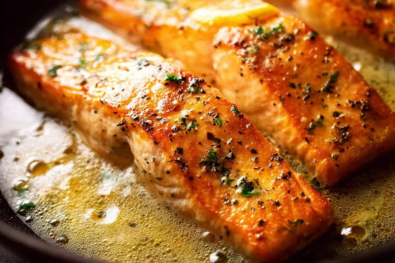 One-Pan Lemon Garlic Butter Salmon Plated