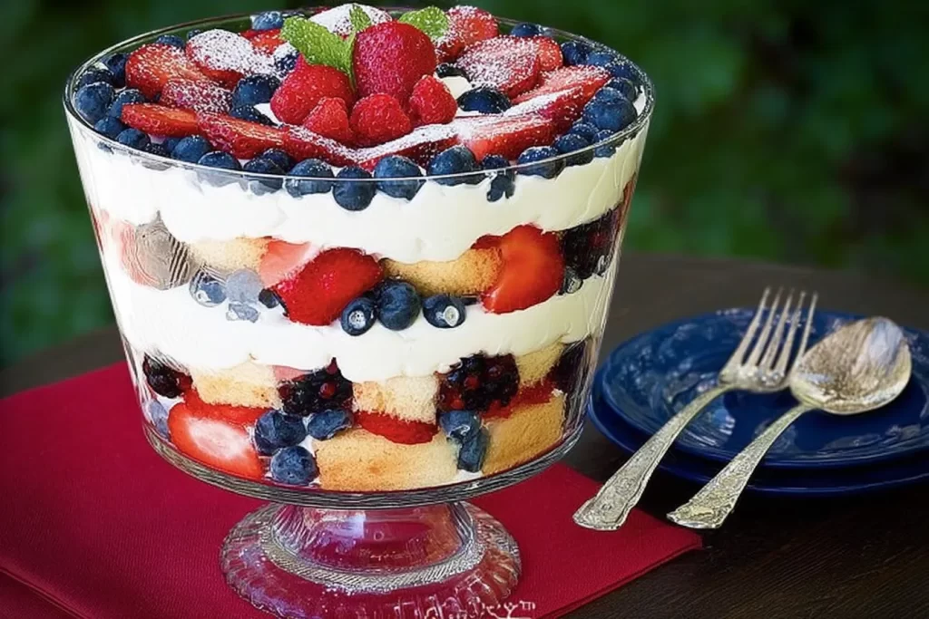 Red, White and Blue Berry Trifle - A Festive Delight