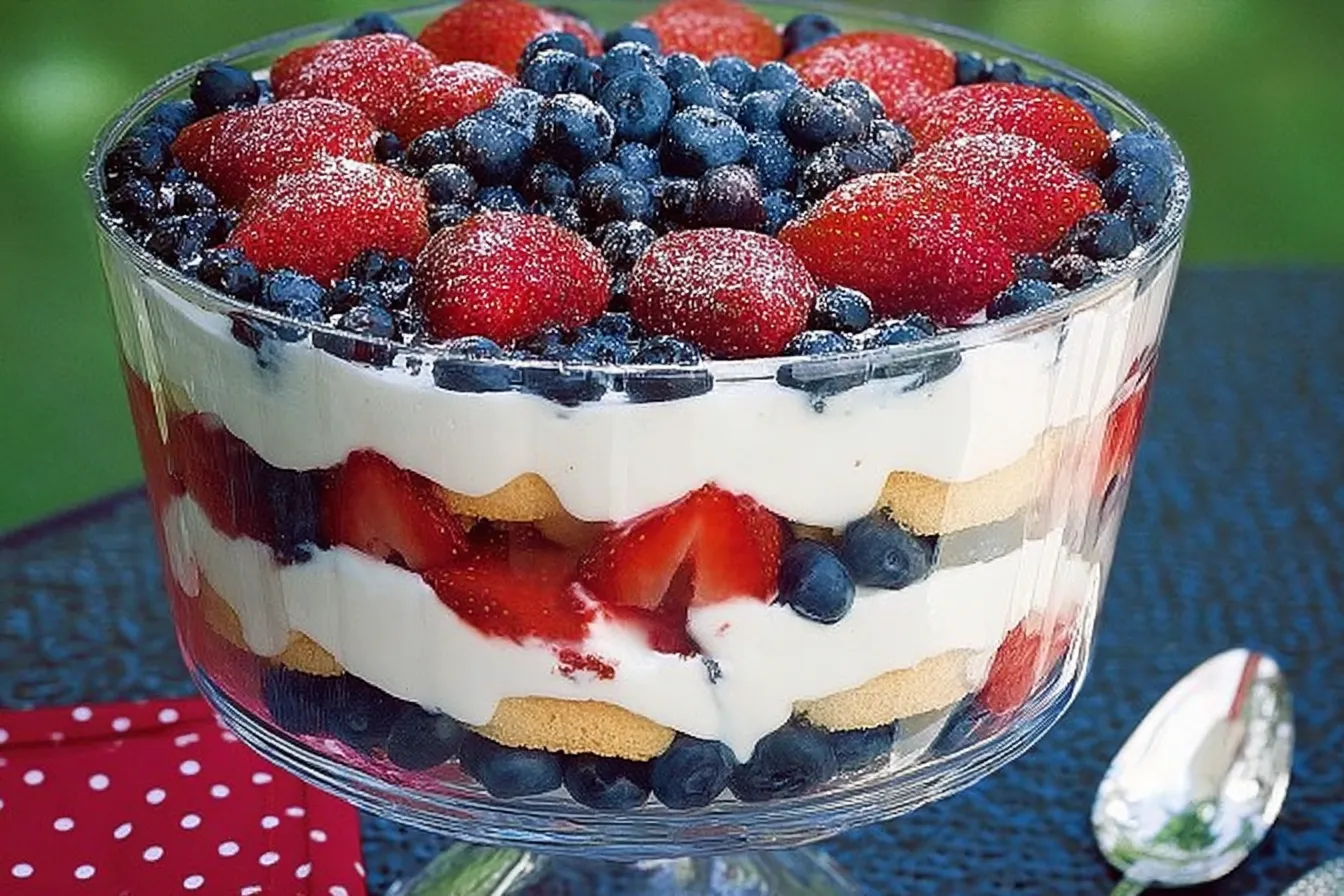 Red, White and Blue Berry Trifle