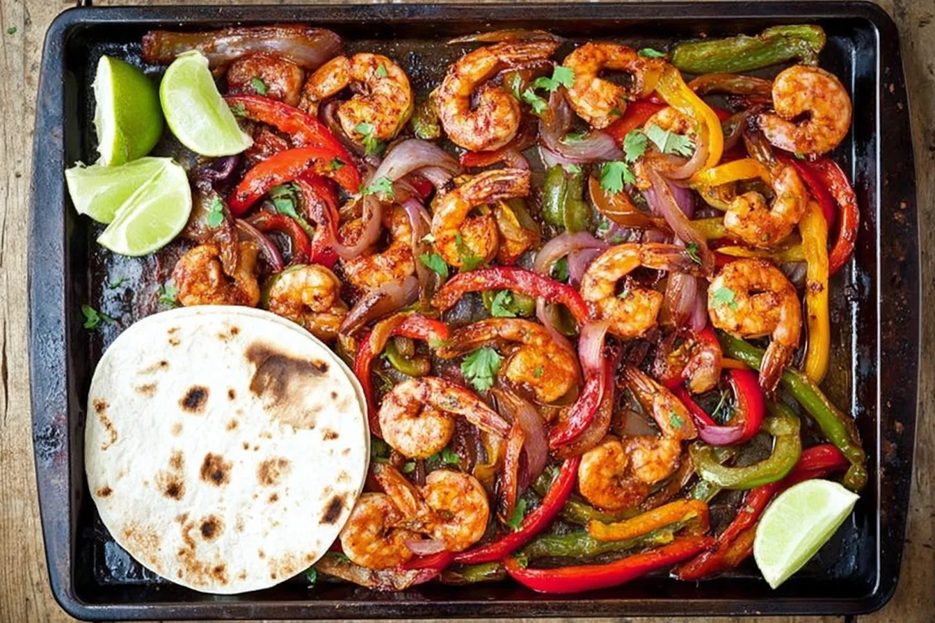Sheet Pan Shrimp Fajitas Ready to Serve