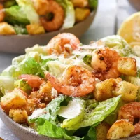 Shrimp Caesar Salad with Garlic Croutons - Fresh and Tasty